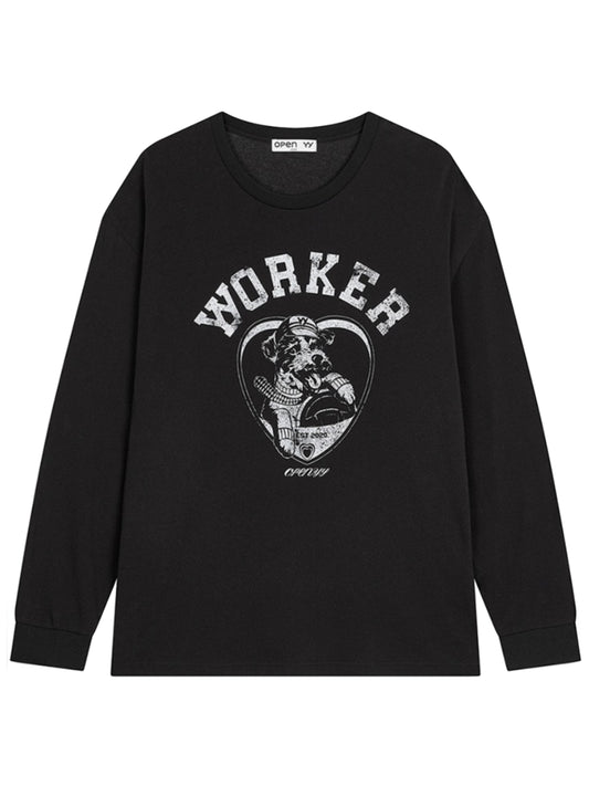 OPEN Yy Worker Pet Club Long Sleeve Tee Black