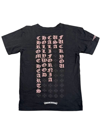 Chrome Hearts Vertical Logo Pocket Pink Vertical Script Logo Back Tee Black S C119017517-Used