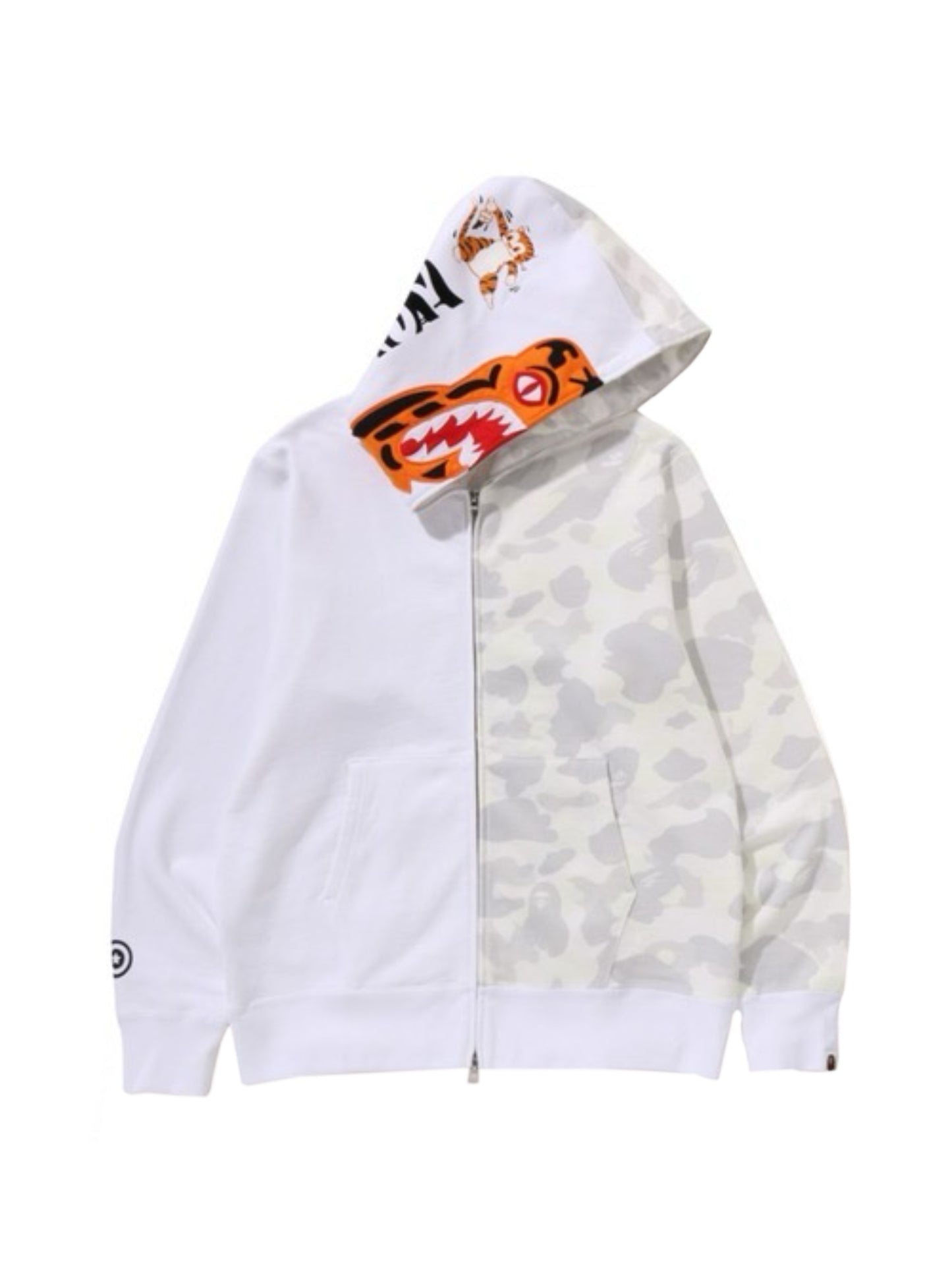 Bape City Camo Tiger Shark Full Zip Hoodie Glow in Dark White