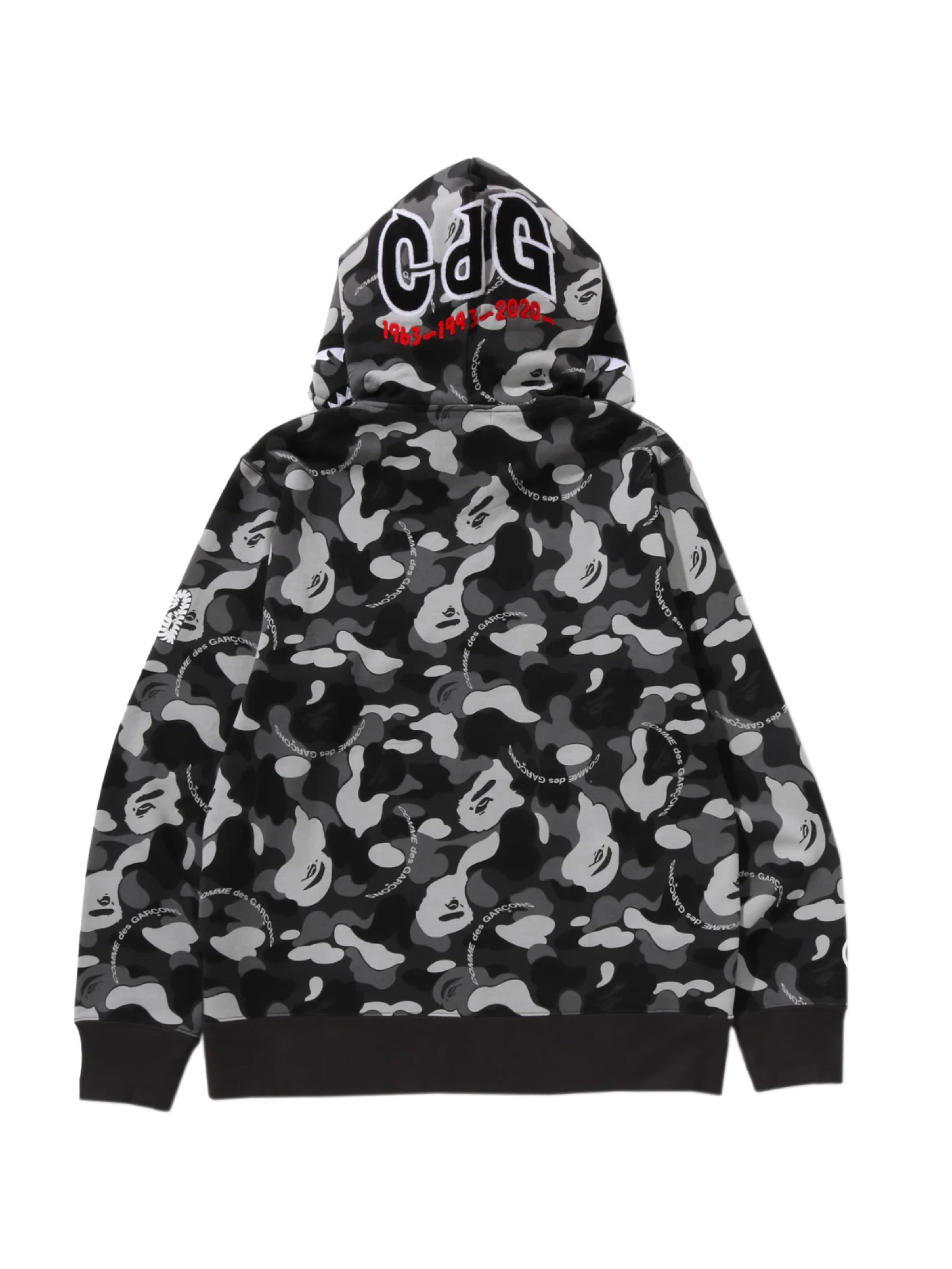 Bape x CDG Shark Full Zip Hoodie Black Camo Osaka Exclusive – THEPARKS