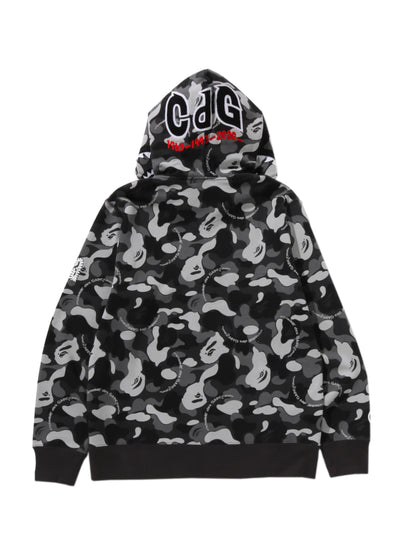 Bape x CDG Shark Full Zip Hoodie Black Camo Osaka Exclusive