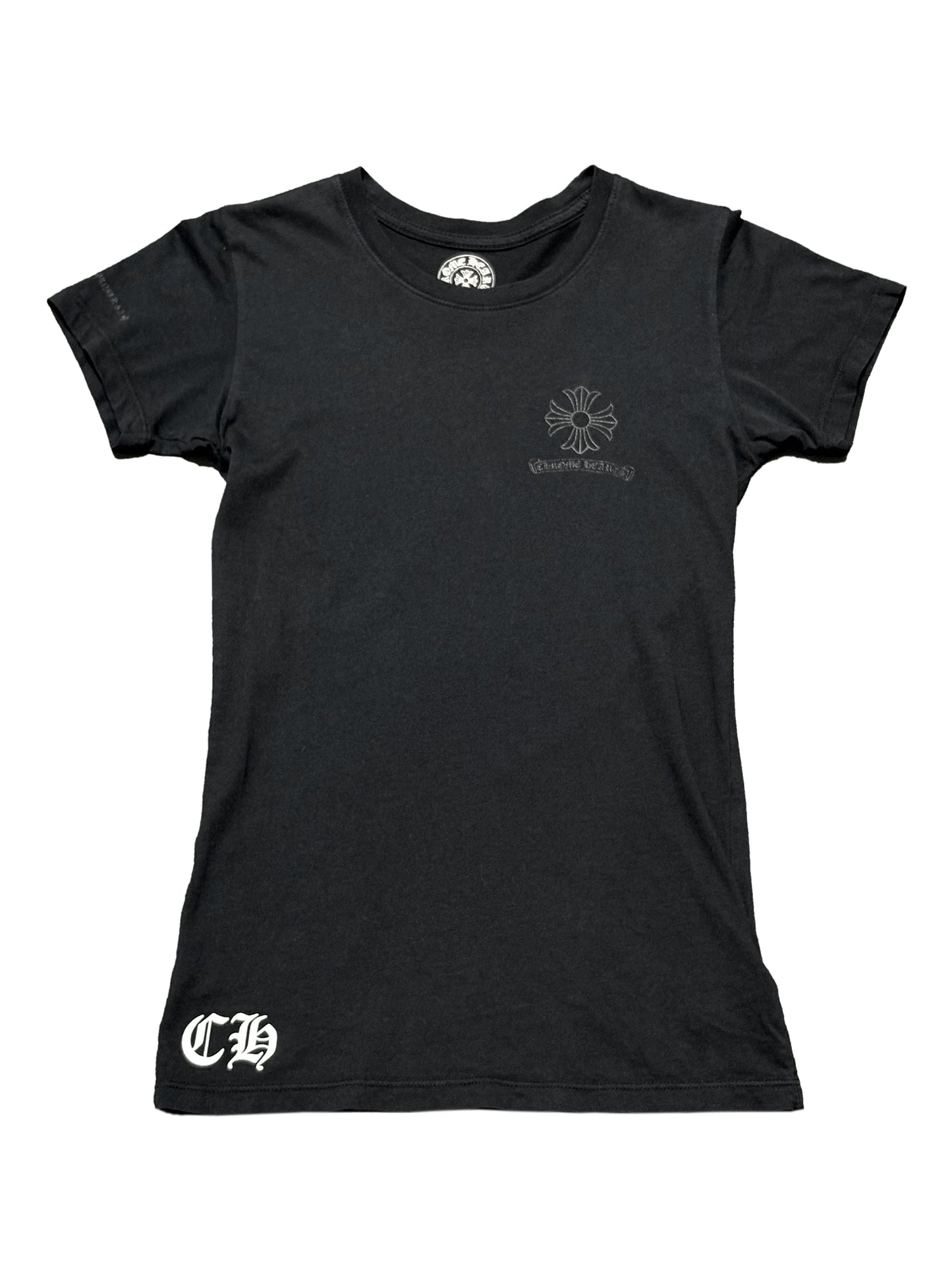 Chrome Hearts Women Black Scroll Logo Circle CH Plus Back Tee Black XS C118485515-Used
