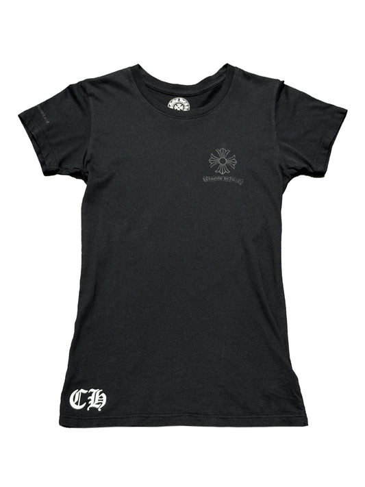 Chrome Hearts Women Black Scroll Logo Circle CH Plus Back Tee Black XS C118485515-Used