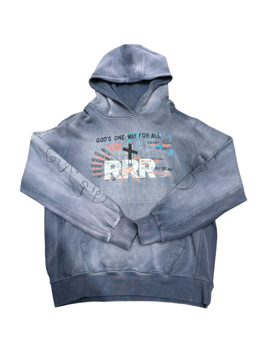 RRR123 Distressed Graffiti One Way Purple Hoodie