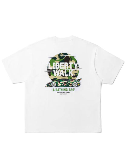 Bape X Liberty Walk Abc Camo Logo Relaxed Fit Tee White