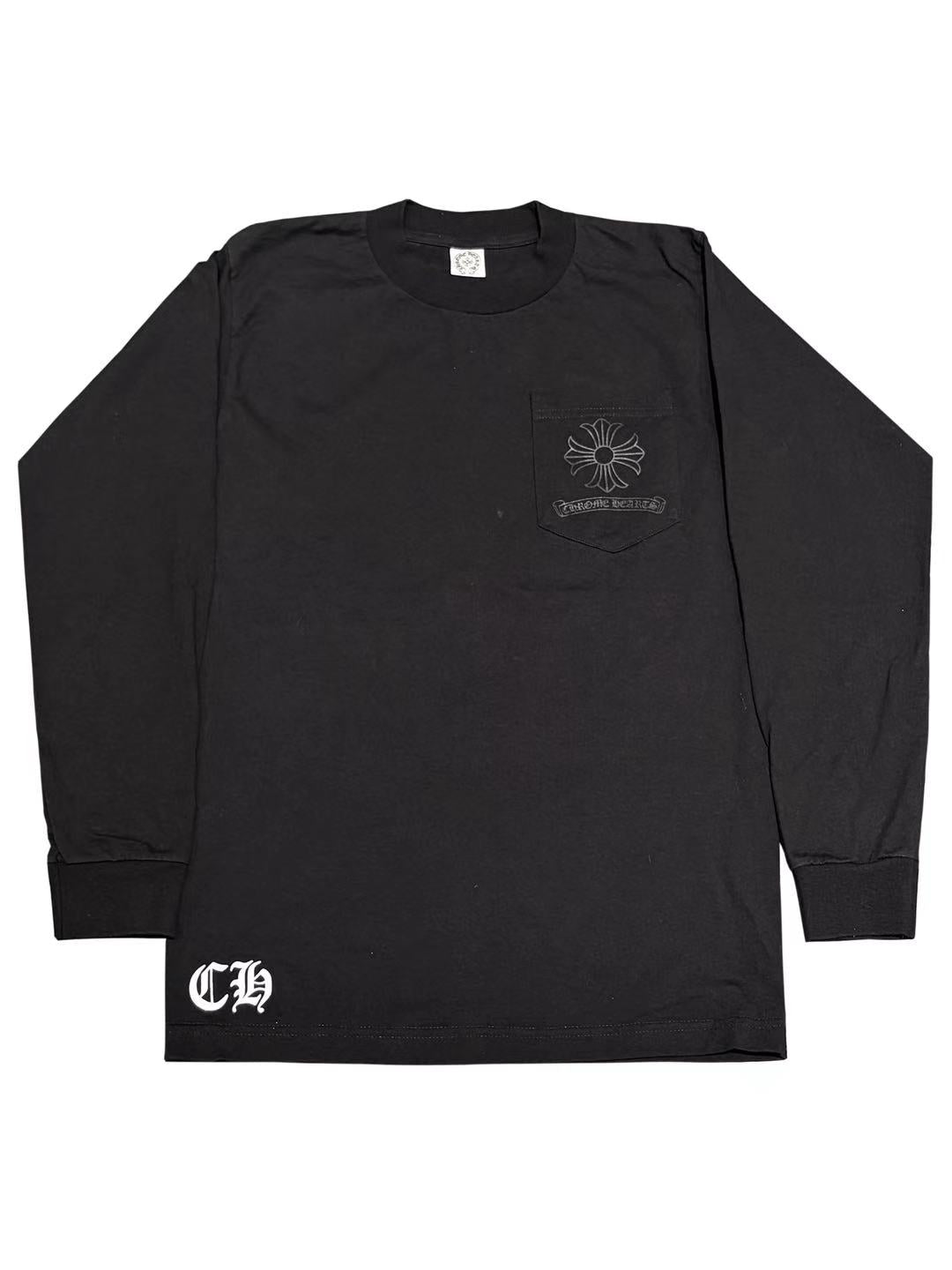 Chrome Hearts Black Scroll Logo Circle CH Plus Back LS Tee Black S C118485078-Used
