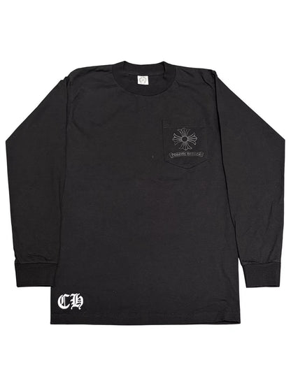 Chrome Hearts Black Scroll Logo Circle CH Plus Back LS Tee Black S C118485078-Used