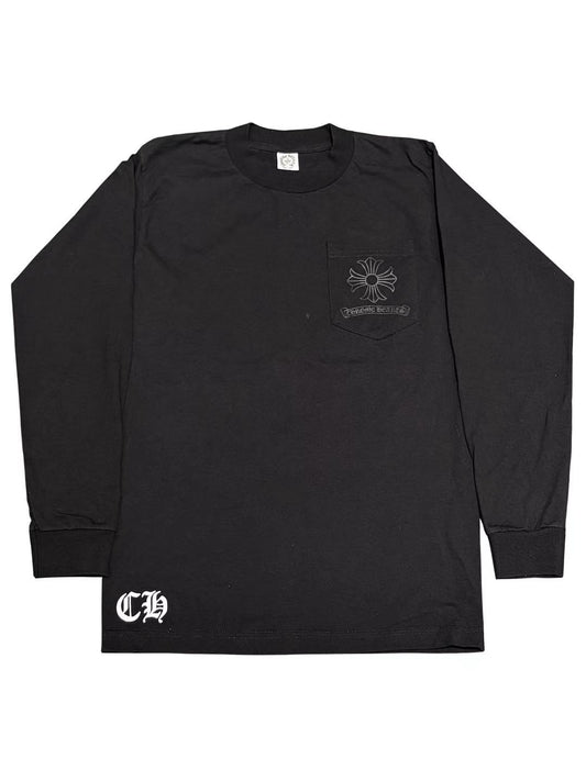 Chrome Hearts Black Scroll Logo Circle CH Plus Back LS Tee Black S C118485078-Used
