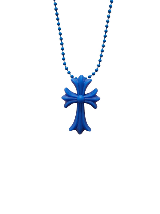 Chrome Hearts Silicone CH Cross Necklace Blue