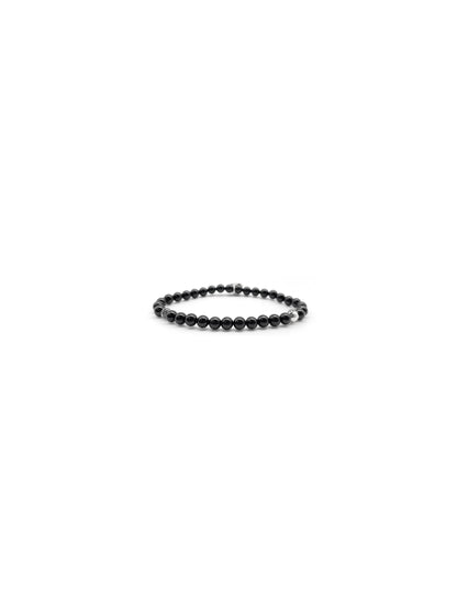 Chrome Hearts 6mm Black Bead with Silver Fleur Pendant Bracelet