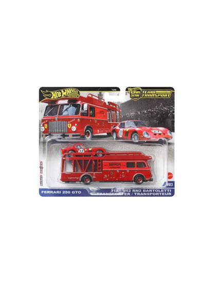 Hot Wheels 1:64 Premium Team Transport Ferrari 250 GTO #22 with Fiat 642 RN2 Bartoletti Transporter