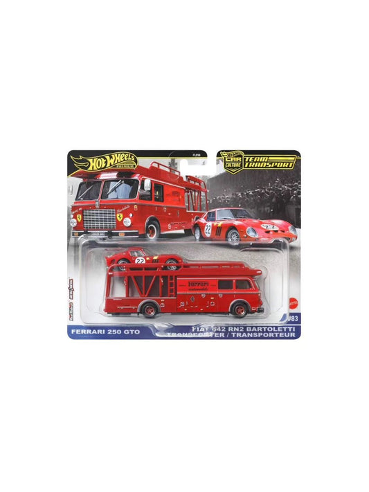 Hot Wheels 1:64 Premium Team Transport Ferrari 250 GTO #22 with Fiat 642 RN2 Bartoletti Transporter