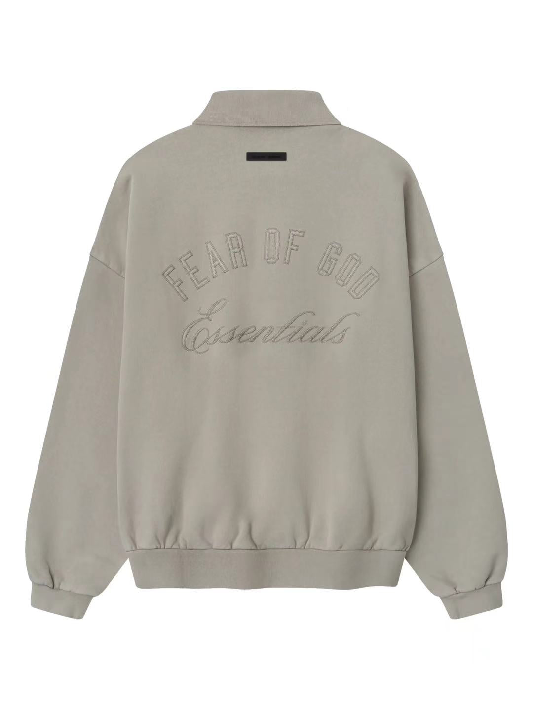 Essentials 25 Holiday Embroidered Classic Polo Sweatshirt Smoke Grey