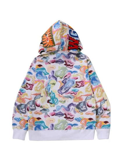 Bape Art Camo Shark Full Zip Hoodie White