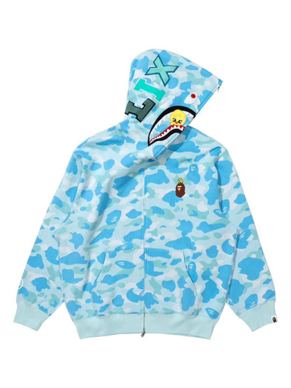 Bape x Straykids Bbokari Shark Full Zip Hoodie Sky Blue