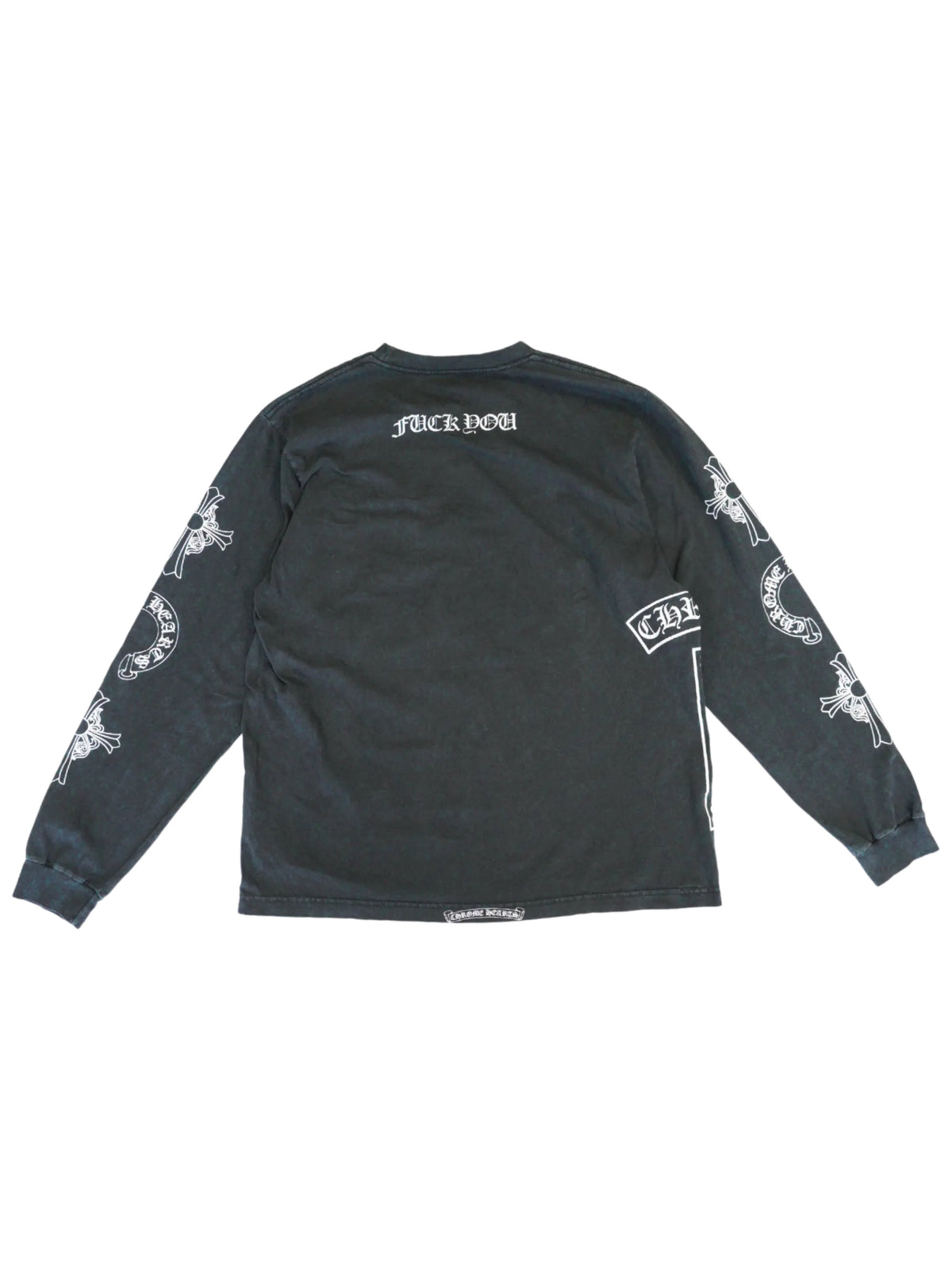 Chrome Hearts Family & Friends Soap Wash Multi Logo Print LS Tee Grey
