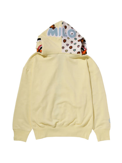 Bape Milo Shark Oversized Full Zip Double Hoodie Yellow