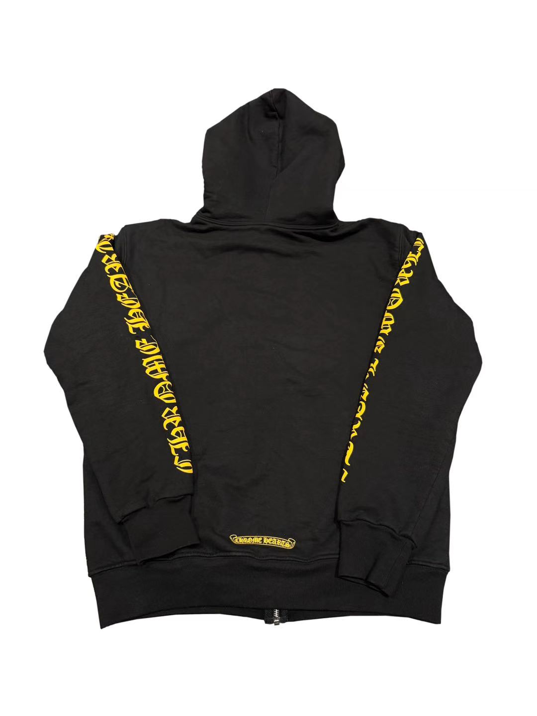 Chrome Hearts Yellow Vine Dagger Logo Front Script Sleeve Zip Hoodie Black M C119017069-Used