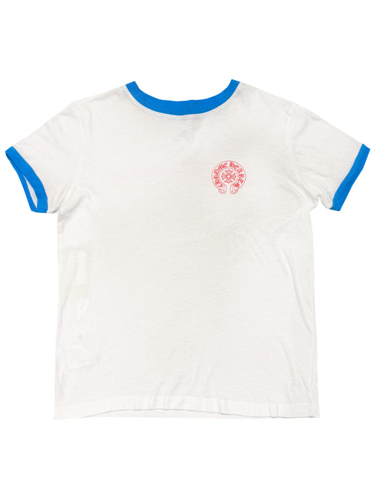 Chrome Hearts Roller Skate Red Horseshoe Logo Front Scroll Logo Back Tee White S C1322880-Used