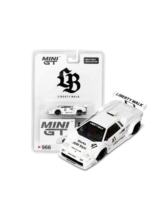 MINI GT 1/64 Lamborghini Countach LB-WORKS White 2024 Tokyo Auto Salon LB Blister Packaging