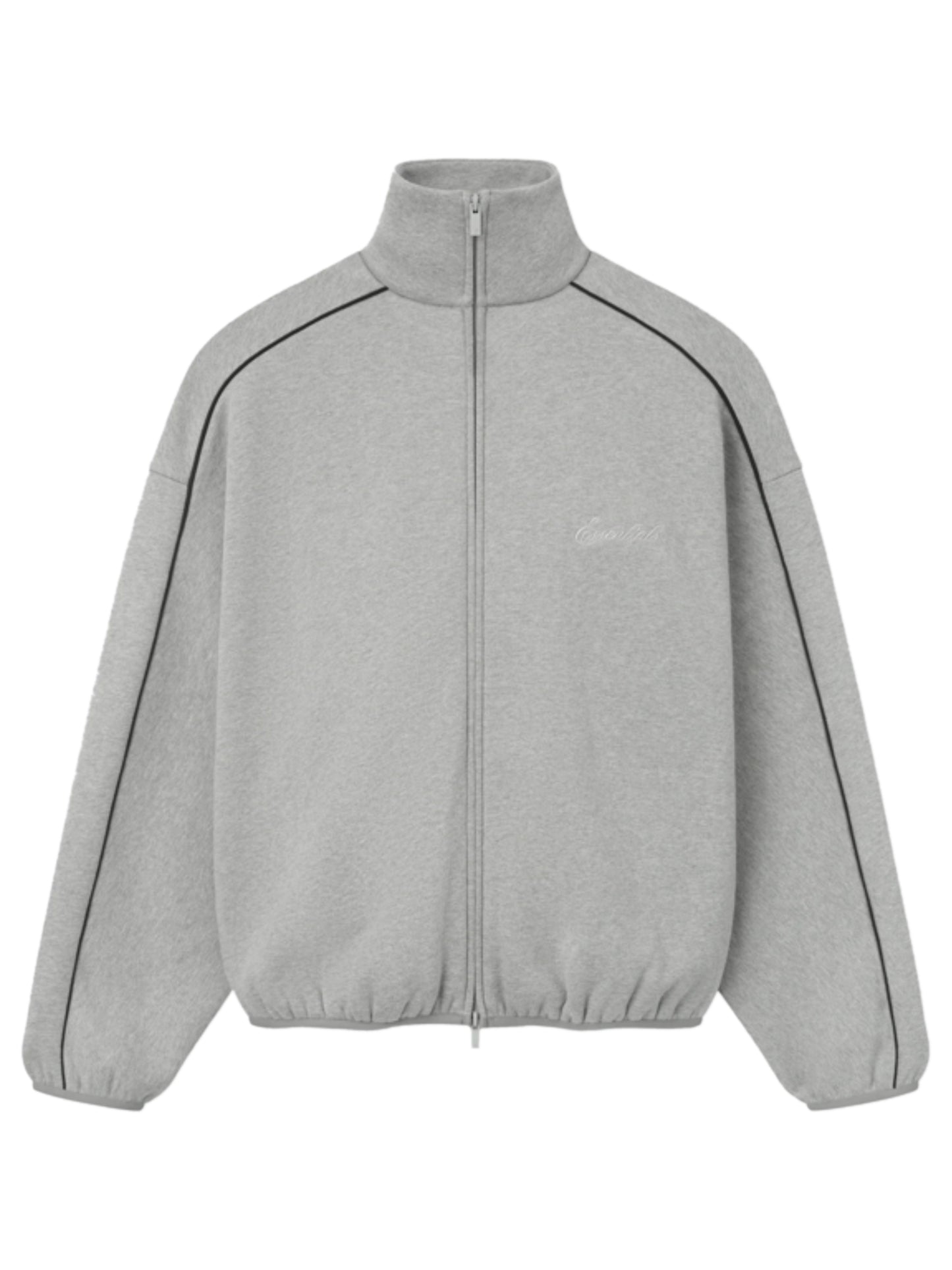 Essentials 25FW Modern Fit Track Jacket With Piping Concrete Heather Black