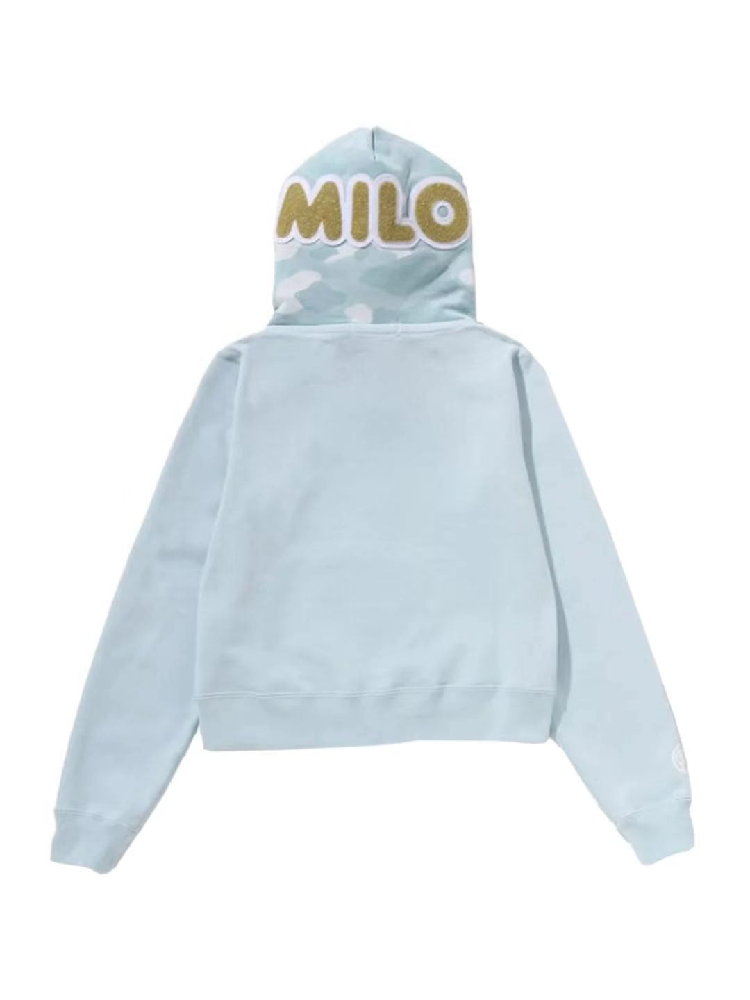 Bape Milo Shark Cropped Full Zip Double Hoodie Ladies Blue