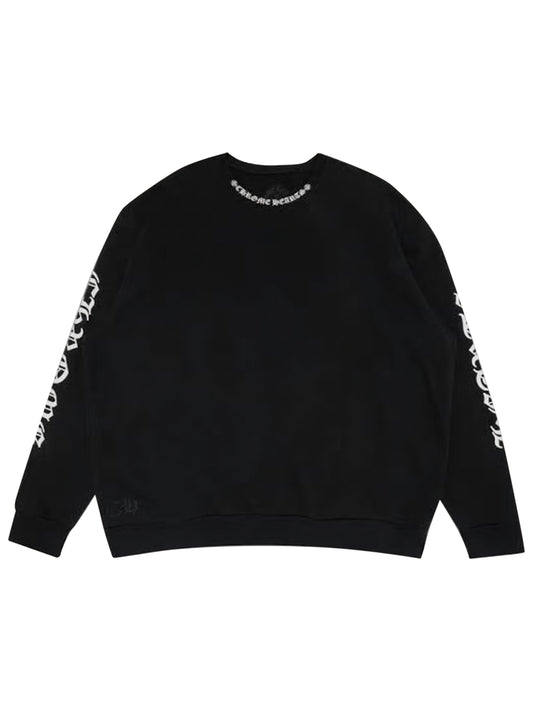 Chrome Hearts White Neck Script Logo Crewneck Black