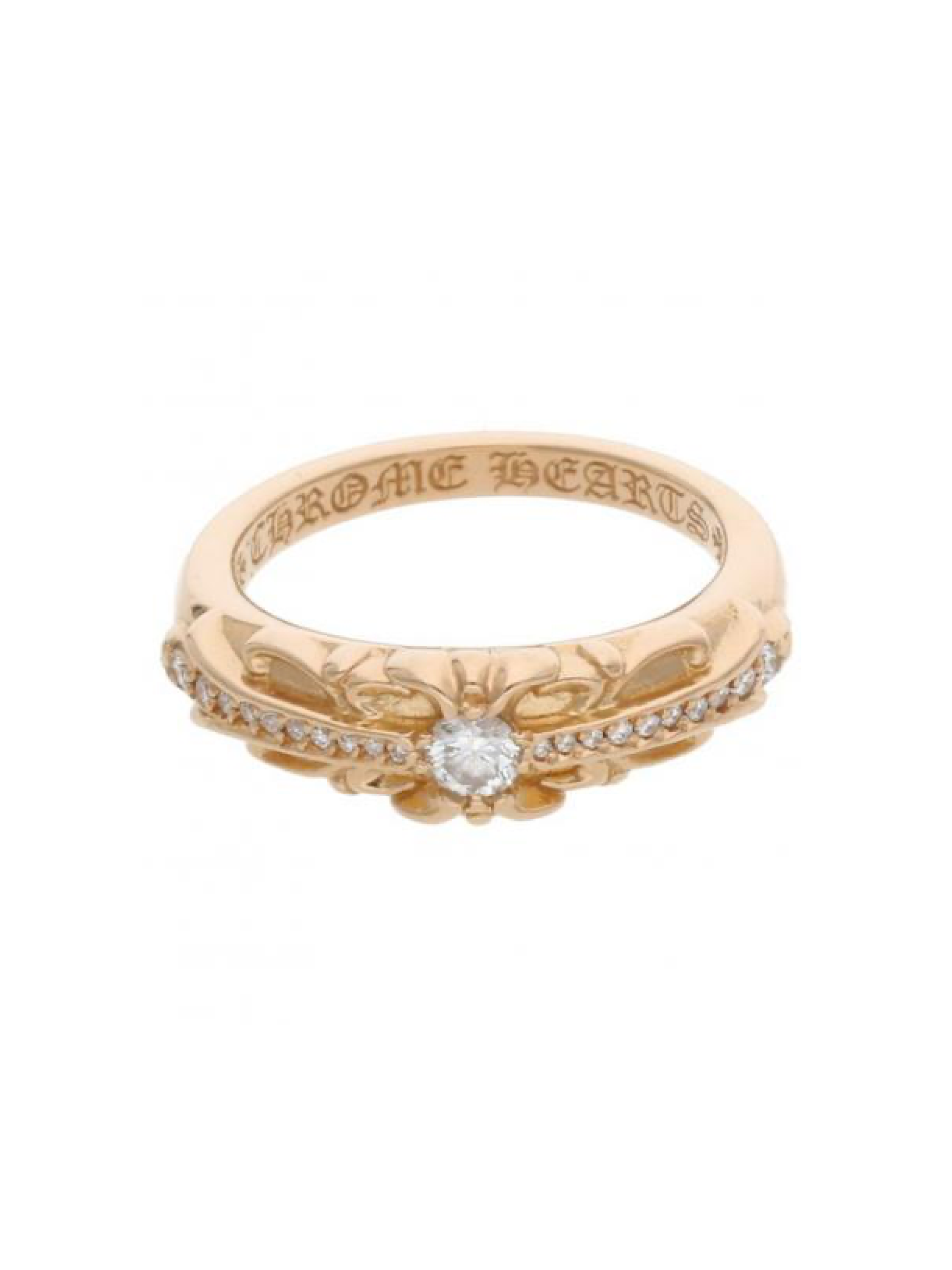 Chrome Hearts Diamond Gold Floral Cross Baby Classic Ring – THEPARKS