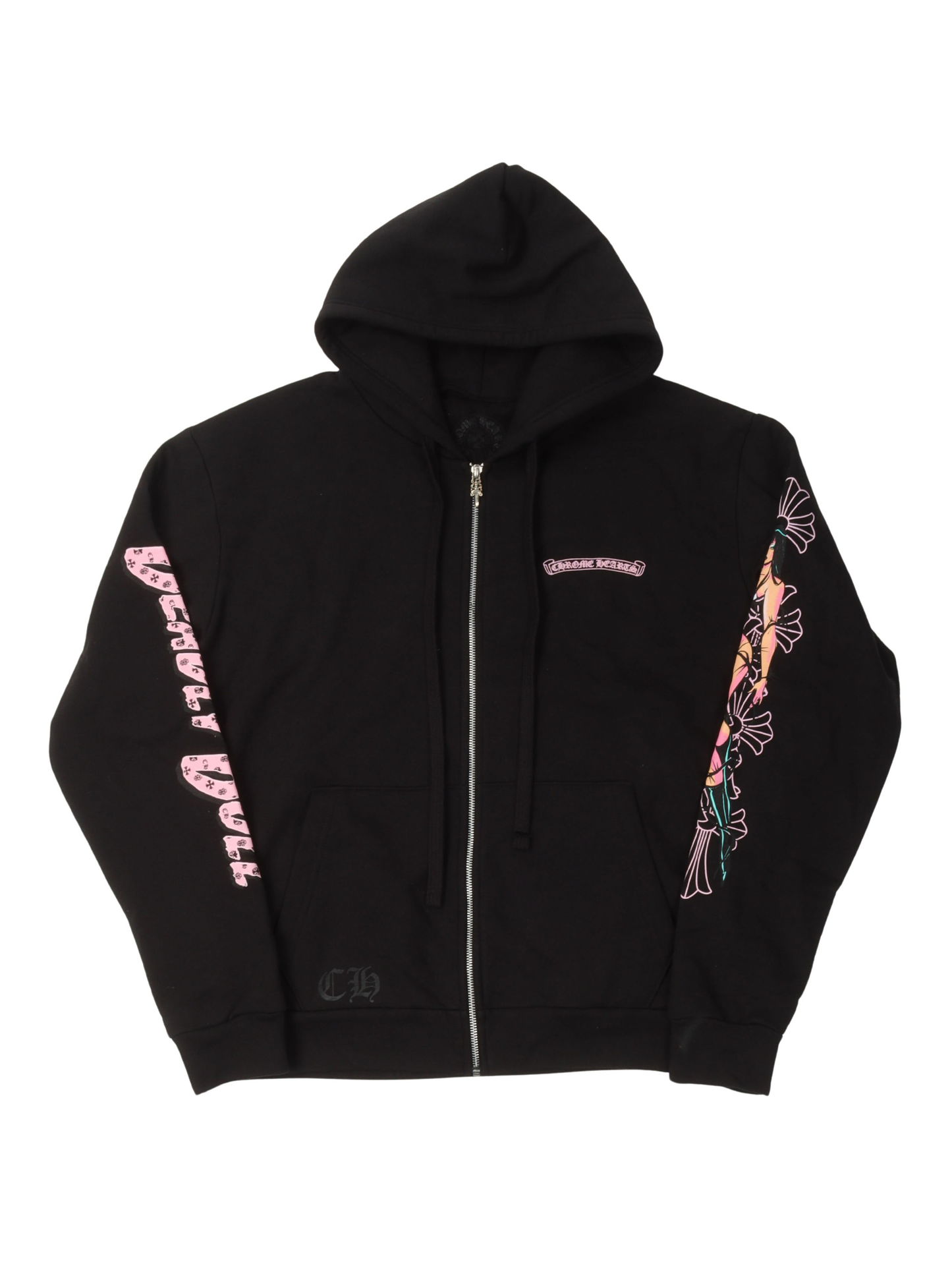 Chrome Hearts Deadly Doll Pink Zip Hoodie Black