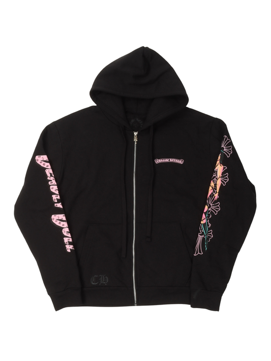 Chrome Hearts Deadly Doll Pink Zip Hoodie Black