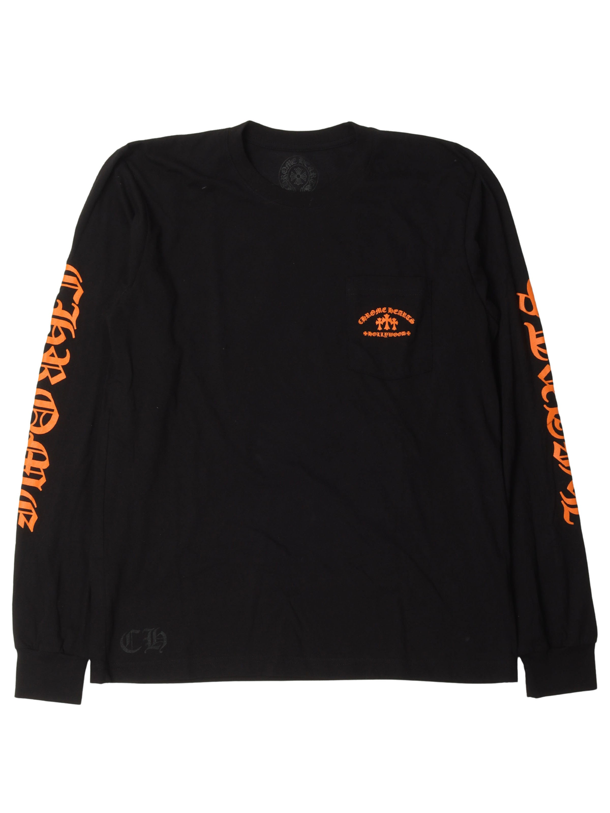 Chrome Hearts Hollywood Orange Triple Cross Back LS Tee Black 