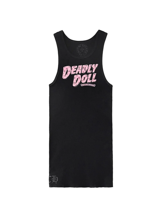 Chrome Hearts Deadly Doll Black Pink Tank Top
