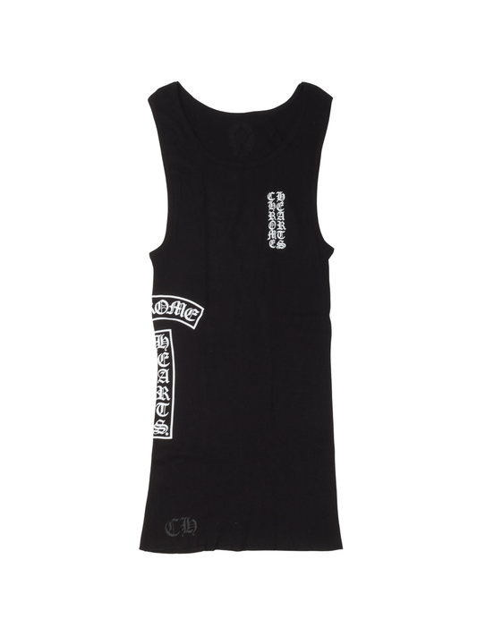 Chrome Hearts Vertical Logo Front T Shape Logo On Side Ribbed Tank Top Black