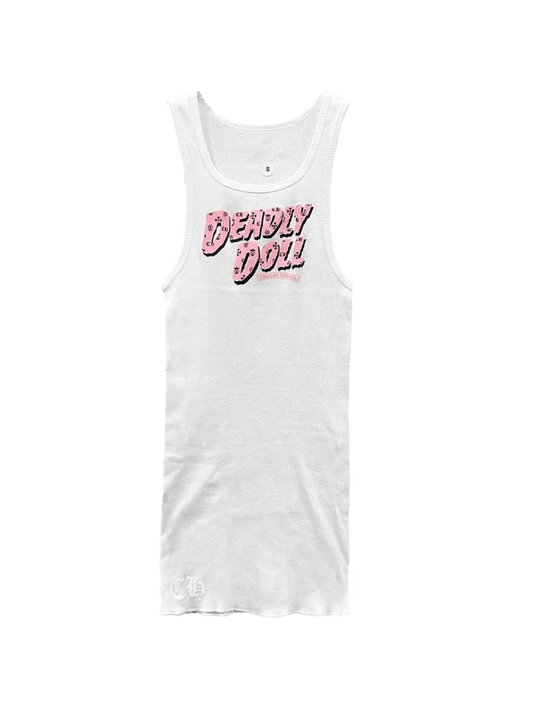 Chrome Hearts Deadly Doll White Pink Tank Top