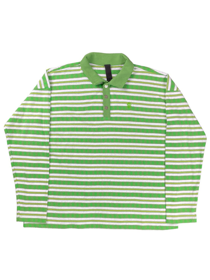 Chrome Hearts Green Stripe Long Sleeve Polo Shirt