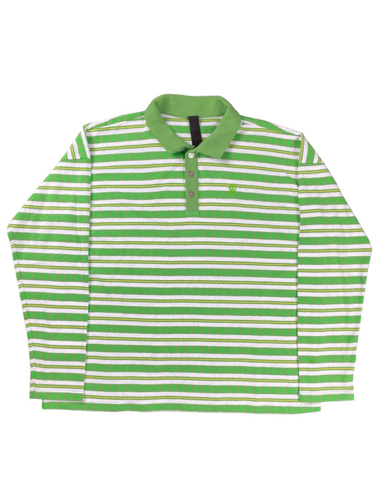 Chrome Hearts Green Stripe Long Sleeve Polo Shirt