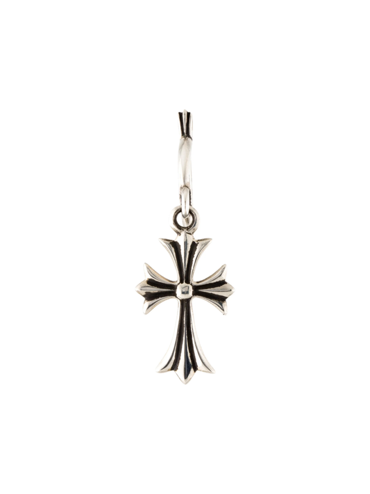 Chrome Hearts Tiny Cross Hoop Silver Earring