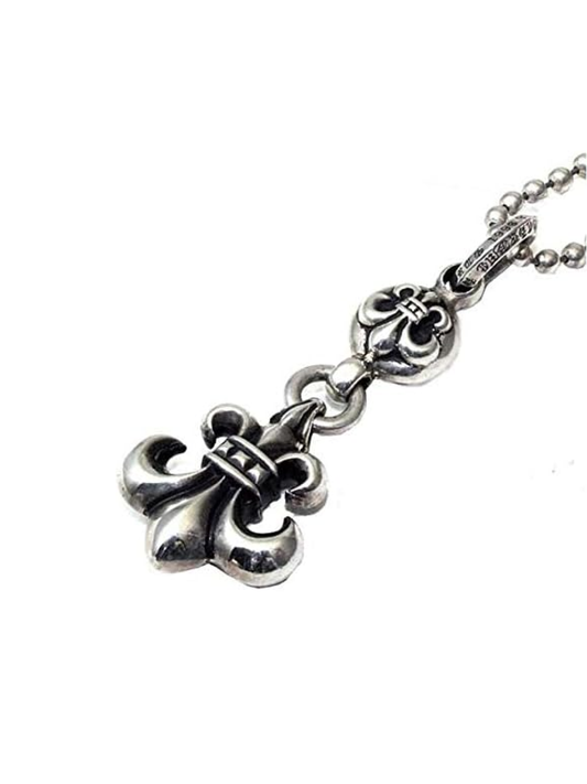 Chrome Hearts Fleur with Charm Silver Pendant with Ball Chain