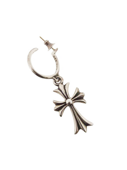 Chrome Hearts Tiny Cross Hoop Silver Earring