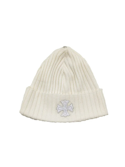Chrome Hearts White Cross Patch Cashmere Beanie White