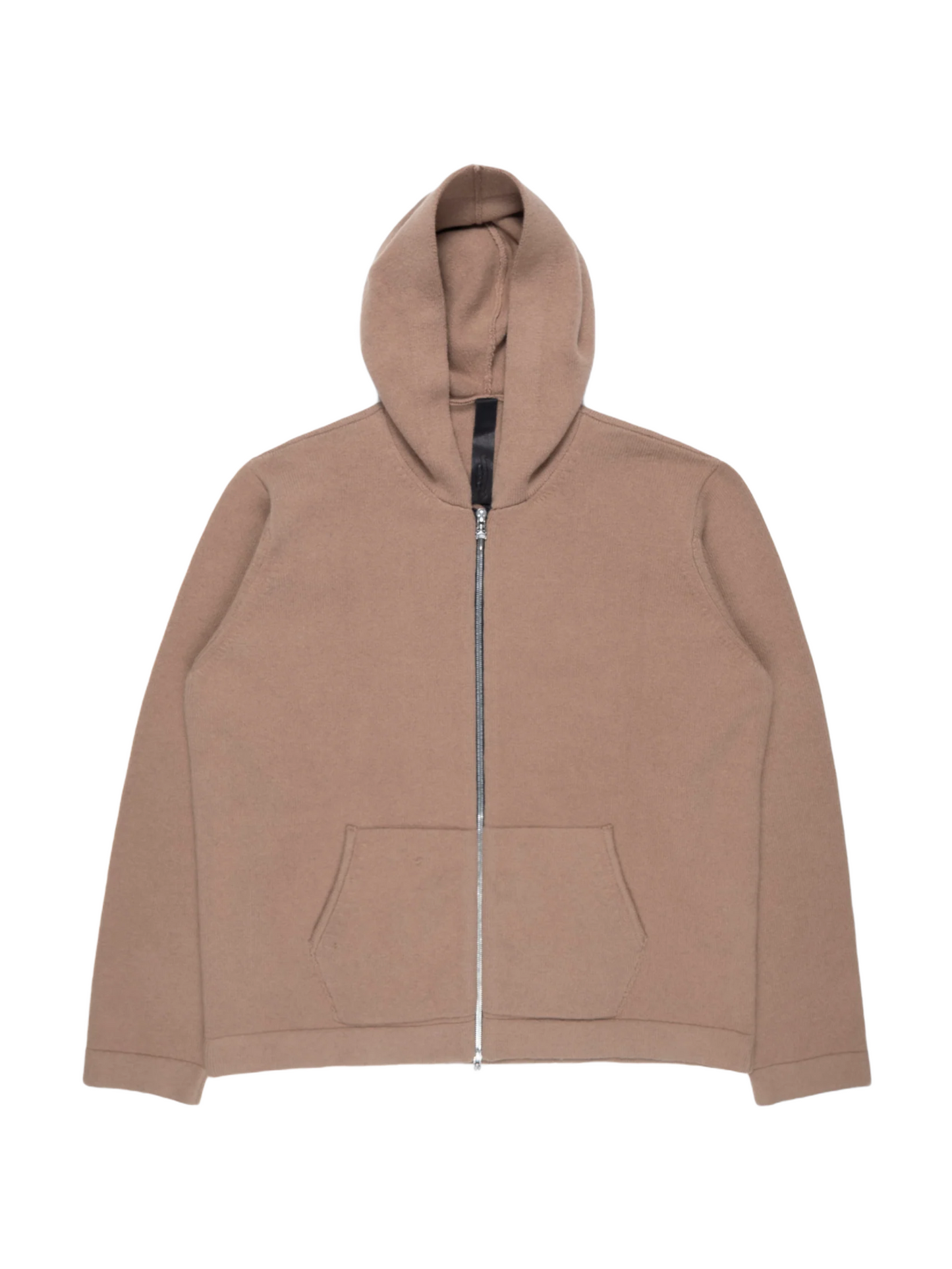 Chrome Hearts Triple Cross Leather Patch Logo Embroidered Cashmere Zip Up Hoodie Brown