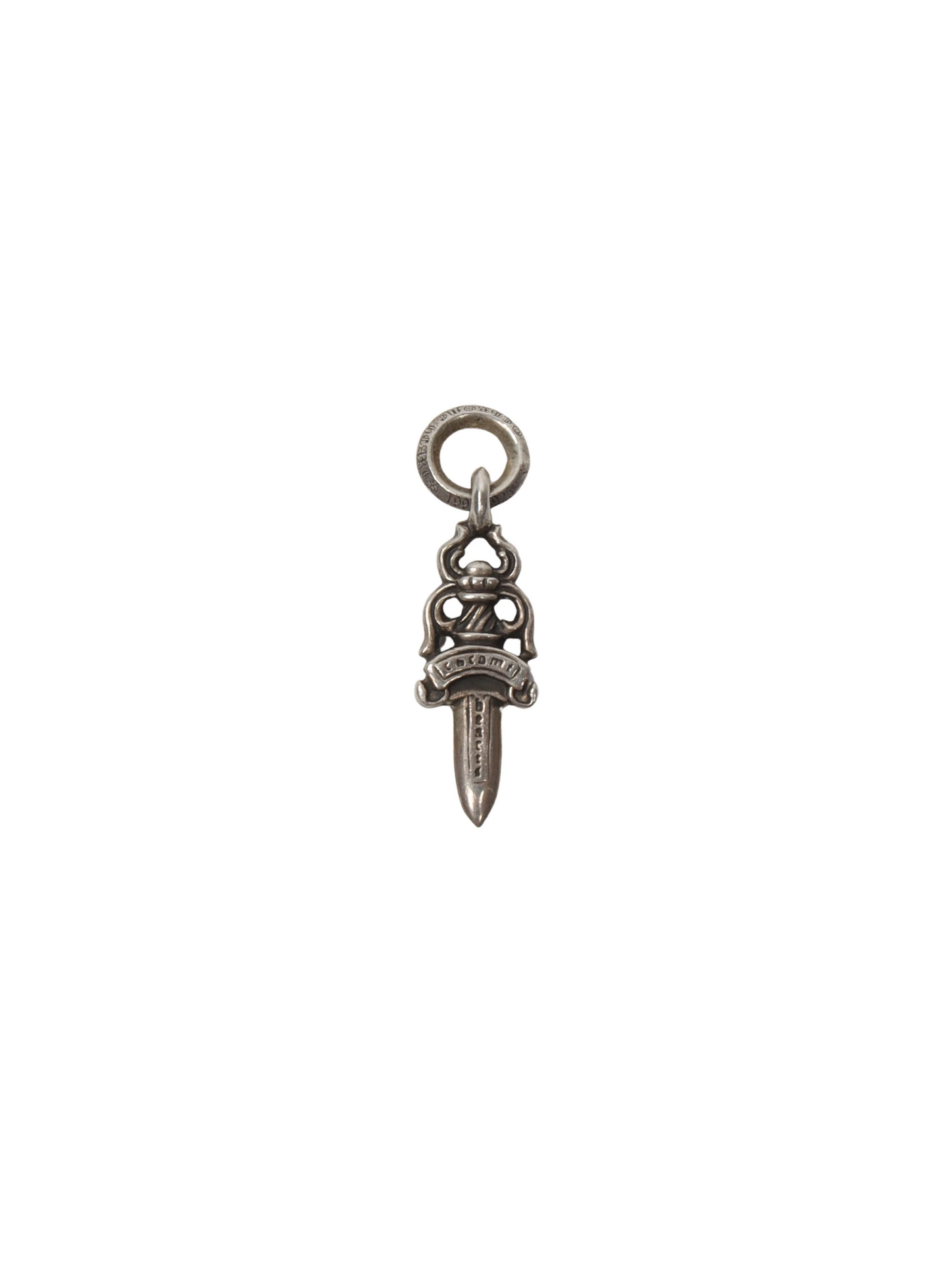 Chrome Hearts Small Silver Dagger Pendant with White Diamond