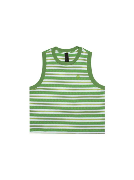 C-1 Chrome Hearts Green Blue Stripe Script Women Vest Green Gentle Used