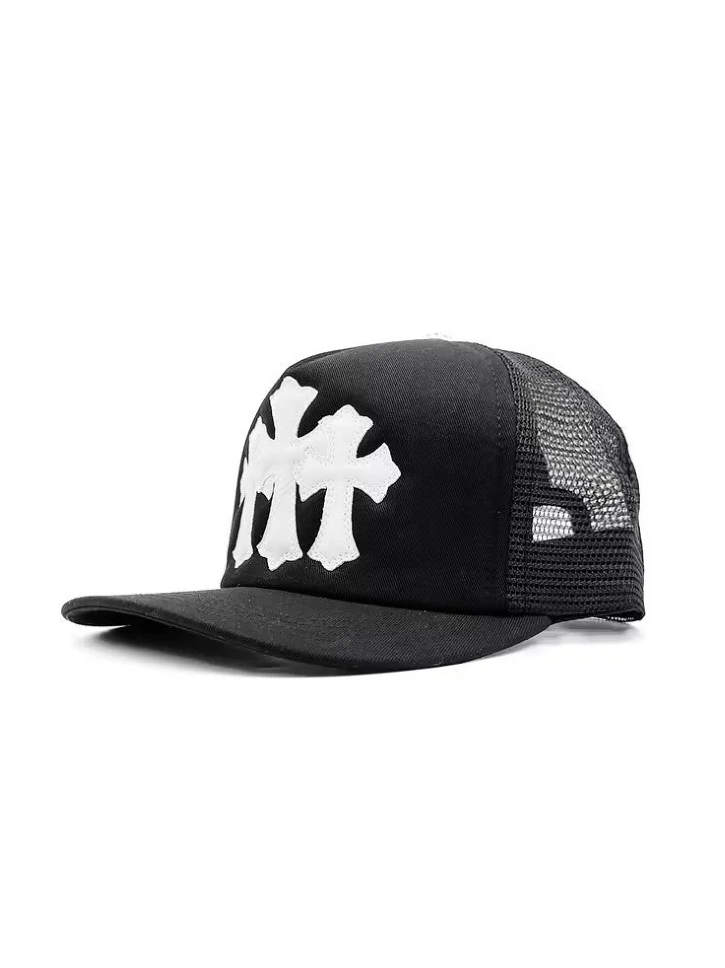 Chrome Hearts Triple White Cross Patch Baseball Cap Black