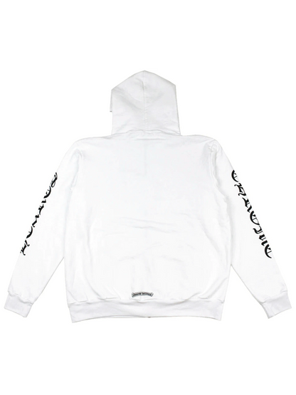 Chrome Hearts Vertical Logo Zip Hoodie White