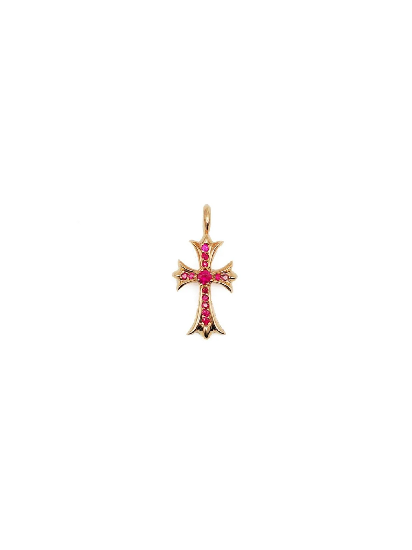 Chrome Hearts 22K Gold CH Cross Pendant With Ruby