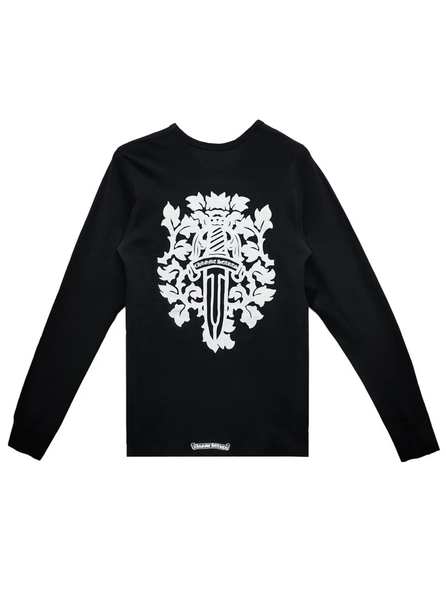 Chrome Hearts White Dagger Logo Printing Waffle Thermal LS Tee Black
