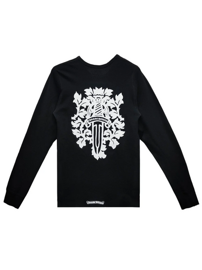 Chrome Hearts White Dagger Logo Printing Waffle Thermal LS Tee Black