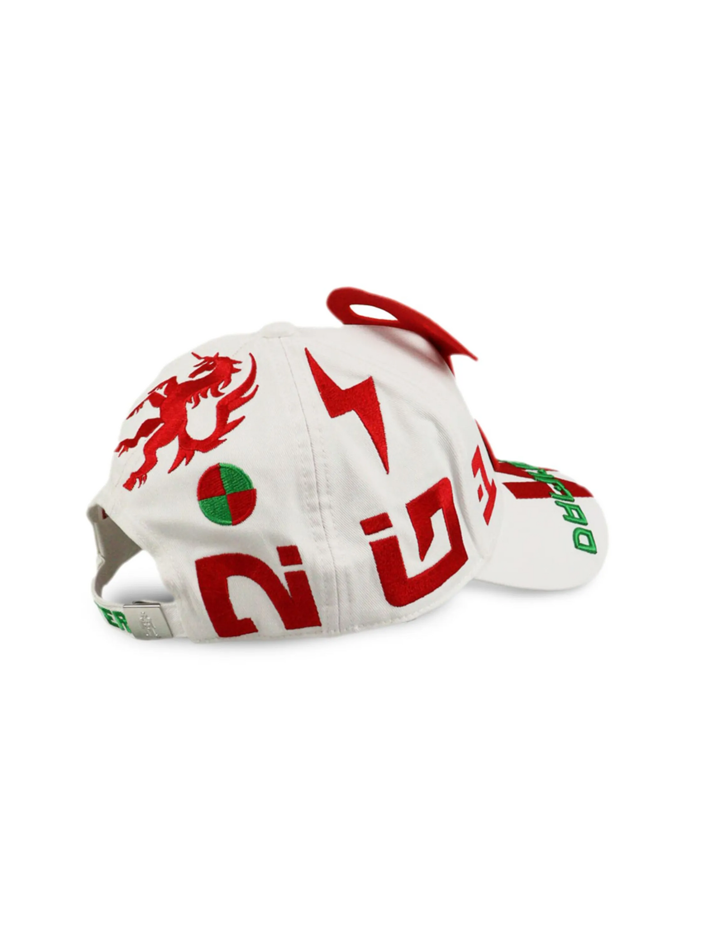 Walter Van Beirendonck Red Green Embroidered Cotton Cap White