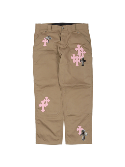 Chrome Hearts Pink & Checkered Cross Carpenter Pants